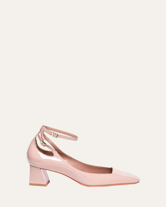 Marta Patent Ankle-Strap Pumps